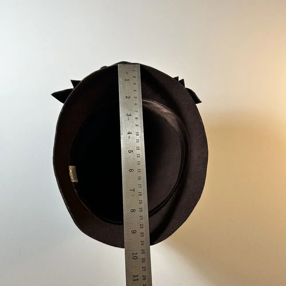 Wool Felt Cloche Hat Womens Brown Flower Flapper Style 20s 30s One Size